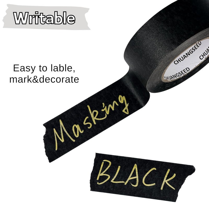 CHUANGSEED 3-Pack Black Painters Tape 1.88 Inches x 60 Yards Blue Masking Tape Bulk - Sharp Edge Line Technology, Produces Sharp Lines Residue-Free and Artisan Grade Wall Trim Tape - Image 5